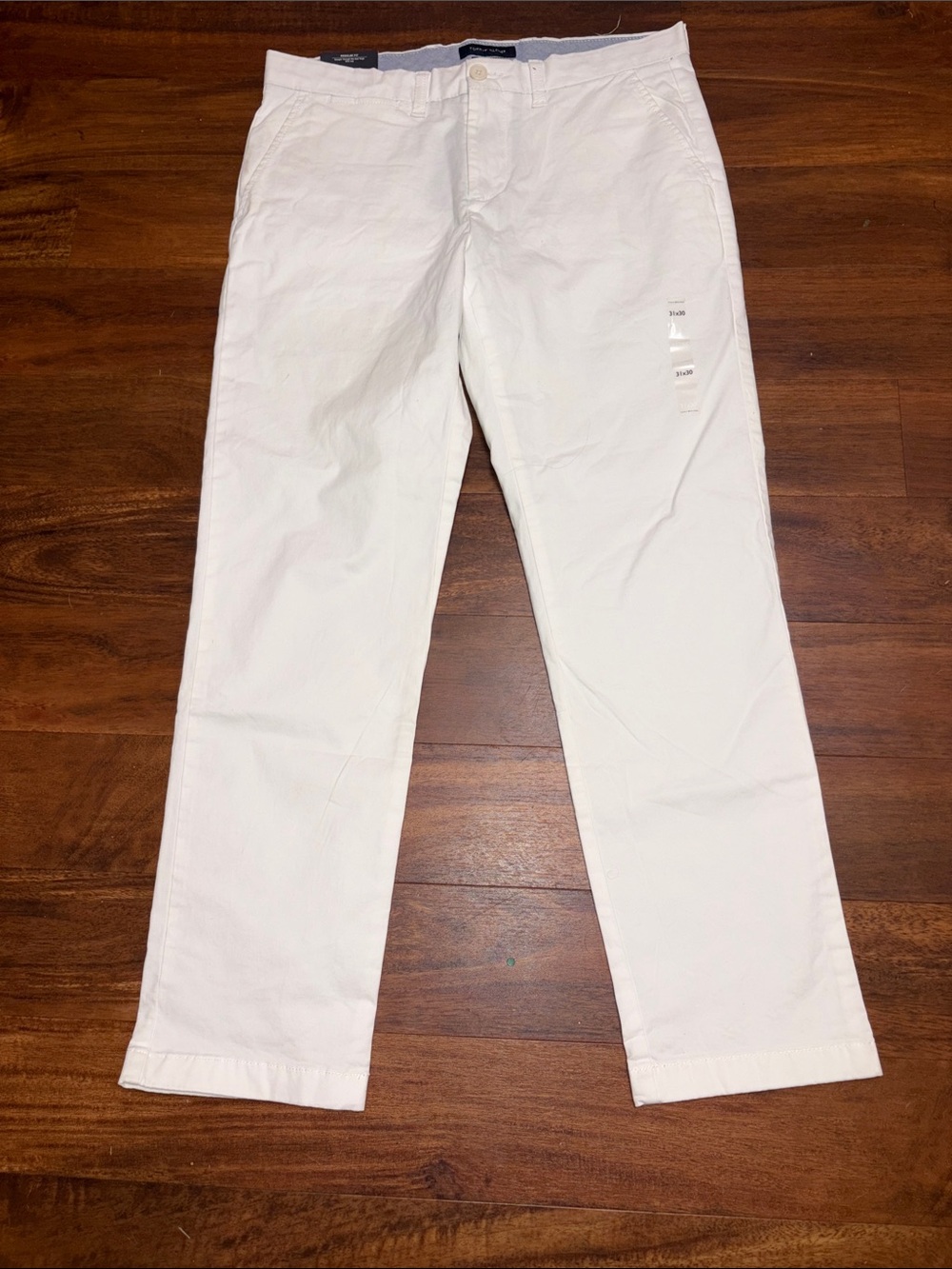 NWT Tommy Hilfiger Men's White Straight-Leg Pants Reg Fit Stretch 31x30 TH Flex